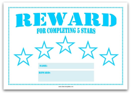 5 Star Reward Chart for Kids in Turquoise