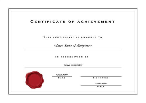 Free Customizable Printable Certificates Of Achievement - FREE ...