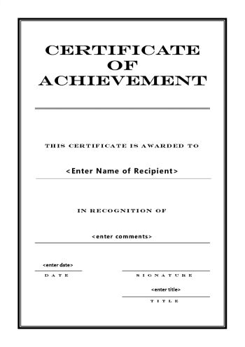 Certificate of Achievement 104 - A4 Portrait - Engraved