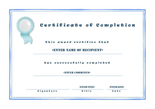 microsoft word certificate of completion template