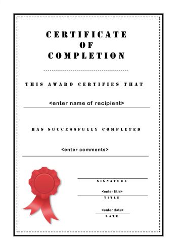 word certificate of completion template